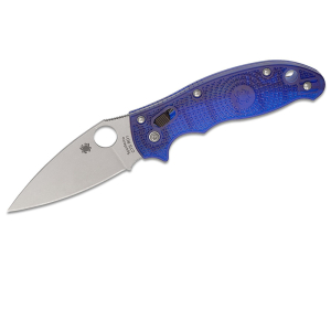 Spyderco STE-C101PBL2 Navaja plegable  Manix 2  Translúcido azul de Hoja lisa de acero CTS BD1N de 8,6 cm de longitud y mango FRCP  en azul reforzado con fibra de vidrio  . Incluye clip ambidiestro 