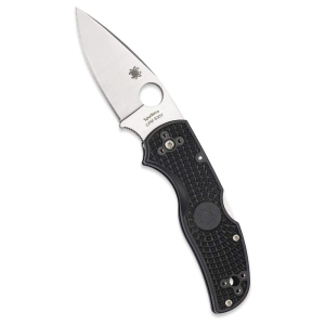 Faca nativa STE-C41PBK5 Spyderco STE-C41PBK5 com lâmina de aço S30V de 7,5 cm CPM, bordo liso e punho FRN preto. Inclui clipe ambidextro