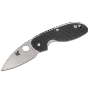 Spyderco STE- C216GP Navaja de Bolsillo Efficient hoja Drop Point lisa de acero 8Cr13MoV de 7,6 cm y mango G-10 color negro. Incluye clip ambidiestro
