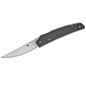 Spyderco STE- C242CFP Navaja plegable Smock hoja lisa de Acero CPM-S30V de 8,3 cm de acabado satinado y mango de Fibra de Carbono en color negro. Incluye clip de bolsillo para ambidiestros
