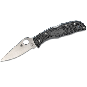Spyderco STE- C243PBK Navaja plegable Endela hoja Drop Point lisa de Acero VG-10 de 8,7 cm de acabado satinado y mango FRN  en color negro . Incluye clip de bolsillo ambidiestro