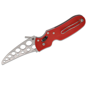 Faca de treino Spyderco STE-C103TR PKal de 7,6 cm de comprimento, lâmina de aço 440C romba e cabo G-10 vermelho. Inclui clipe ambidextro