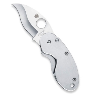 Faca dobrável Spyderco STE-C29P Cricket SS, lâmina lisa de aço VG-10 de 4,5 cm, cabo em aço inoxidável. Inclui clipe de bolso em aço inoxidável com a ponta para baixo.
