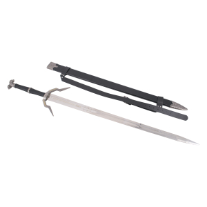 Espada de Geralt de Rivia The Witcher, hoja de acero y funda de piel negra, largo total 127,5 cm, réplica no oficial