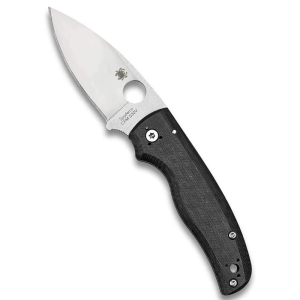 Faca dobrável Spyderco STE- C229GP Shaman com acabamento acetinado CPM S30V de 9,1 cm de comprimento lâmina lisa de aço e cabo G-10 preto. Inclui clipe de bolso ambidextro