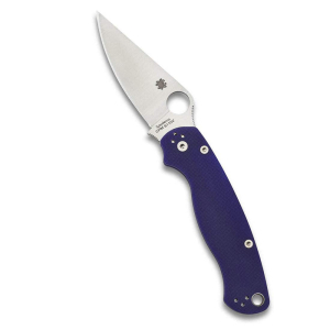Spyderco STE-C81GPDBL2 Navaja Táctica Para Military 2, hoja lisa de acero inoxidable CPM S110V  de 8,7 cm de largo y mango G-10 azul. Clip  ambidiestro