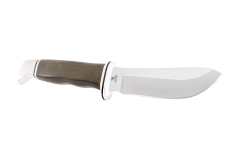 Faca de caça Buck Knive STE-0103GRS1 Skinner Pro com lâmina de 10,2 cm feita de aço inoxidável CPM-S35VN e cabo Micarta verde, pomo/guarda de alumínio. Inclui bainha de couro preto genuíno