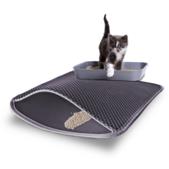 Tapete para gatos Yatek, tapete de areia para gatos 59 x 41,5 cm. Dupla camada impermeável, anti-respingos. Material elástico EVA. Antiderrapante lavável. Adequado para a caixa de areia do gato. Fácil de limpar.