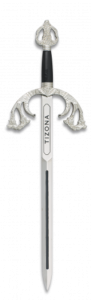 Mini Espada Tizona Tole10 Plata, mango y hoja fabricada en Zamak, de 18 cm 09354