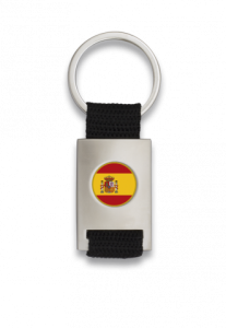 Llavero Martinez Albainox Rectangulo Plata + Cinta Negra de metal cromado personalizable en caja de presentación 09433GR1046