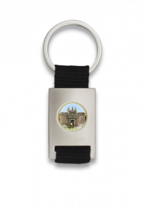 Porte-clés rectangulaire personnalisé Martinez Albainox Albainox argent chromé métal + ruban noir 09433GR1058