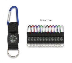 Schlüsselanhänger Karabiner und Kompass in verschiedenen Farben Martinez Albainox aus Aluminium 11,5 cm in Blisterverpackung mit 12 Einheiten