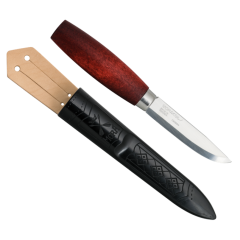 Morakniv STE-13603 Classico coltello da boscaglia Numero 1/0 con lama ad alto contenuto di carbonio, 7,7 cm lungo, manico legno betulla e fodero polimero colore nero