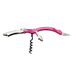 Sacacorcho de doble salto Third 10098R mango de aluminio acabado en rojo, incluye abrebotellas y navaja. Con funda de nylon.