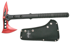 Axt Third 10129RD aus 420er Stahl mit rotem und schwarzem Finish, 39,5 cm Gesamtlänge, schwarzer ABS-Stiel. Mit Nylonscheide.