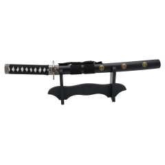 Les deux 11182 noir pod avec 45 cm d'or détail feuille d'acier, mango avec cordon noir, avec soporte