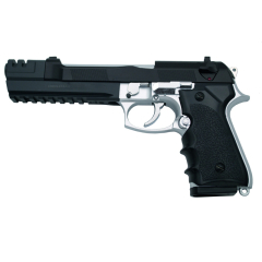 Pistole HFC Langer Lauf Typ Beretta 92 Lang Barrel - Bicolor - Schwere Federpistole Kaliber 6 mm - Energie 0,29 Joule - Schussgeschwindigkeit 70m/s - 230 FPS. Ref: 118EBC