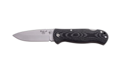 Navaja BUSHCRAFT J&V con mango Micarta negra hoja de 8 cms y Funda negra de nylon, Herramienta de Camping para Pesca, Caza, Actividad Deportiva  