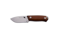 Survival Knife CHACAL MINI J&amp;V con mango di legno naturale di cocobolo, foglia di 7,5 cm e marrone Copertura di pelle, Camping Tool for Fishing, Hunting, Sport Activity.