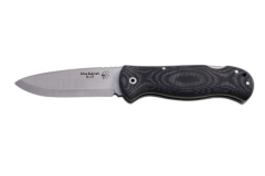 Navaja URBAN BUSHCRAFT J&V con mango TRF negro, hoja de 9.5 cms y Funda negra de nylon, Herramienta de Camping para Pesca, Caza, Actividad Deportiva 