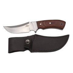 Cuchillo de caza Third 15024PW, con hoja de acero 440 de 12 cm acabado satinado, mango de pakkawood. Incluye funda de piel.