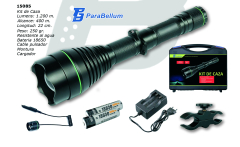 Lanterna de Caça 1200 Lumens, com carregador, cabo de extensão e estojo Parabellum 15085