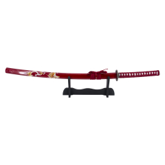 Katana 15343R 102 cm Stahlblatt, mit roter Scheide mit Drachendekor, mango mit roter Schnur, mit soporte