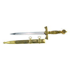 Daga AK-47 15434, botão, protetor, alça e bainha de metal são de ouro, o tamanho total é de 41 cm com lâmina de aço