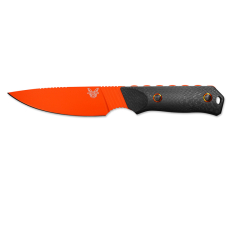 Benchmade STE-15600OR Cuchillo de Caza  Raghorn Hoja fija Drop Point con SelectEdge® de 14º  Acero inoxidable CruWear súper fuerte (63-65HRC)  y mango  de fibtra de carbono. Incluye Funda naranja/negro Boltaron