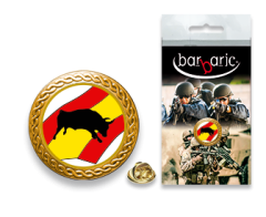 Pin Doré Barbaric. Bord Biseauté. Ø 20mm