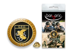 Pin Doré Barbaric. Bord Biseauté. Ø 20mm