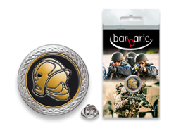 Pin Argenté Barbaric. Bord Biseauté Ø20m