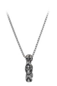 Colar 3 caveiras sábias 4 Cm