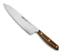 Arcos Cuchillo de cocinero serie Nórdika, hoja de Acero Inoxidable NITRUM® de 21 cm de longitud y Mango de madera Ovengkol