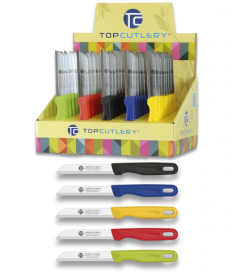 Expositor 40 peças de cutelaria de topo, 8 facas Microfilo exclusivo de stripper 5 cores diferentes, 8 folha de Cm, 17344