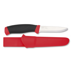 Couteau Morakniv, Companion F Rescue, mango caoutchouc, lame de 9,3 cm, étui en ABS, rouge, fabriqué en Suède, 17425