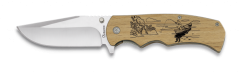 Navaja Martinez Albainox con mango de Madera Natural diseño pescador, hoja de acero inoxidable de  8,8 cm, incluye clip y caja a color 18256GR569