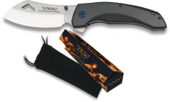 Navaja  de estilo japonés Tokisu con mango de fibra de carbono y G-10, hoja de 10 cm con terminación CNC, apertura fácil con una mano