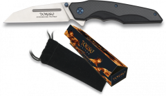 Tokisu style japonais, lame de 9,5 cm de finition CNC, ouverture facile d'une seule main, poignée de fibre de carbone de et G-10.