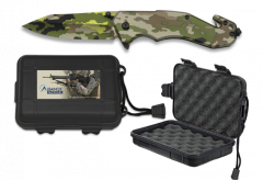 Coltello tattico Albainox, lama in acciaio inossidabile da 8,5 cm, mango ABS, con clip, include custodia in ABS