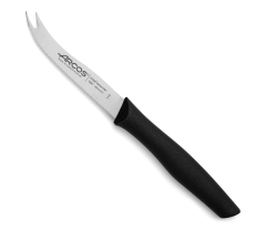  Cuchillo de Queso Arcos Nova 188700 de acero inoxidable Nitrum y mango de Polipropileno, de color negro hoja de 10.5 cm con funda y caja expositora