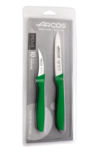  Juego de Cuchillo Mondadores Arcos Nova 189421 de acero inoxidable Nitrum y mango de Polipropileno de color verde hoja de 80 cm de 2 piezas en blíster