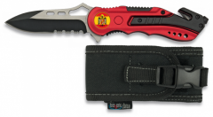 Navaja Táctica de Seguridad España 1 Albainox con Mango de Aluminio, Hoja de Acero Inox de  8.1 cm Incluye Cutter, Punta Rompevidrio, Clip y Funda 19495GR1017