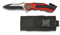 Couteau Pliant Albainox Rouge. Scie. Étui. Gr1007