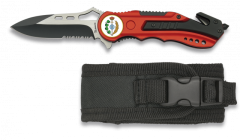 Couteau Pliant Rouge. Scie. Étui. Lame 6.5 Cm