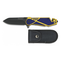 3-teiliges Set Albainox bestehend aus Schlüsselanhänger-Karabiner mit Taschenlampe, Jagdmesser mit 8,6 cm Klinge und ABS-Etui mit gepolstertem Innenraum, 39065