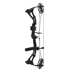 Arco de tiro caza compuesto de poleas Hellbow Mirage regulable de 19-31"/15-70 LBS para diestros de color negro, posee visor de 3 pines, estabilizador y reposaflechas