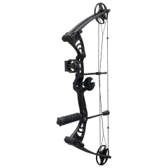 Arco de tiro compuesto de poleas Hellbow Aurora regulable de 30 a 55 LBS y una apertura de 19 a 29", arco para diestros de color Negro con múltiples accesorios y una cuerda de tensar de repuesto.