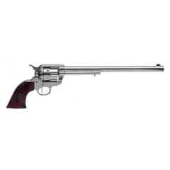 Réplica do calibre de revólver Peacemaker 45 12 "desenhado por Samuel Colt em 1873, feito de metal e madeira, com mecanismo de simulador de carregamento e demitir e girando o tambor de prata, com o bico cego, não atirar, para a decoração