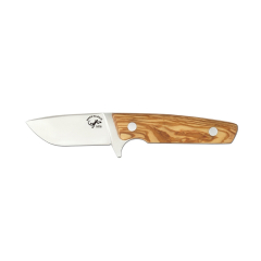 Cuchillo Salamandra con cachas de olivo, 20,5 cm de tamaño, 160 gramos, hoja de 8,2 cm de acero, incluye funda de cuero color marrón, 208011 + pañuelo desenfunda